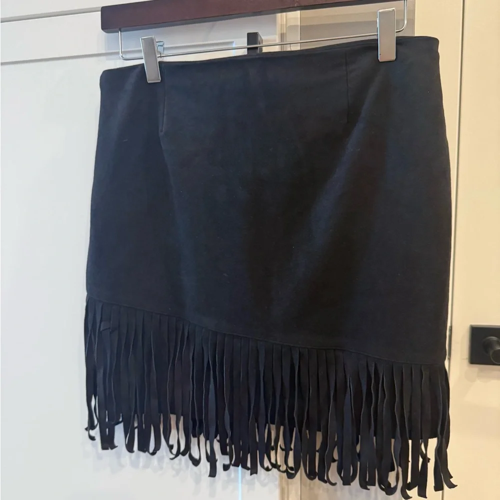 Black Sam Edelman Fringe Skirt - Picture 4 of 5